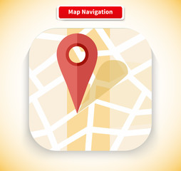 Poster - Map Navigation App Icon Flat Style Design