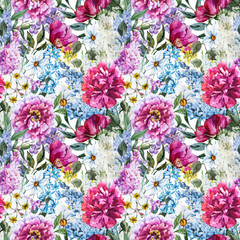 Wall Mural - Watercolor floral pattern