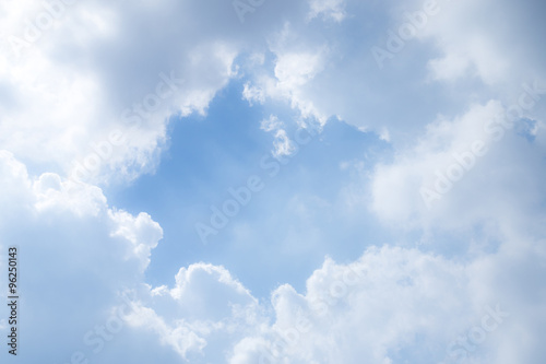 Obraz w ramie White clouds and the blue sky