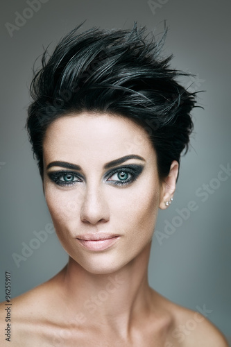 Fototapeta na wymiar Stylish woman with short hair