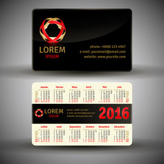 French pocket calendar for 2016, vector template