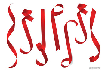 shiny red ribbon on white background with copy space.