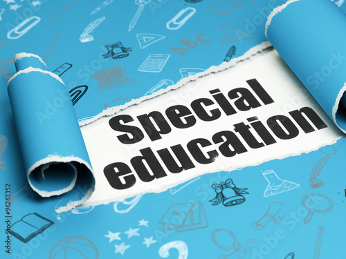 Fotografía Education concept: black text Special Education under the piece of torn paper