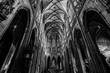 moody black white photo inside st vitus cathedral in prague