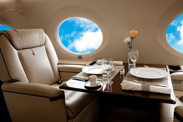 Business Jet airplane interior