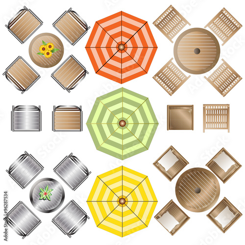 Outdoor Furniture Top View Set 1 For Landscape Design Vector Outdoor Furniture Top View Set 1 For Landscape Design Vector