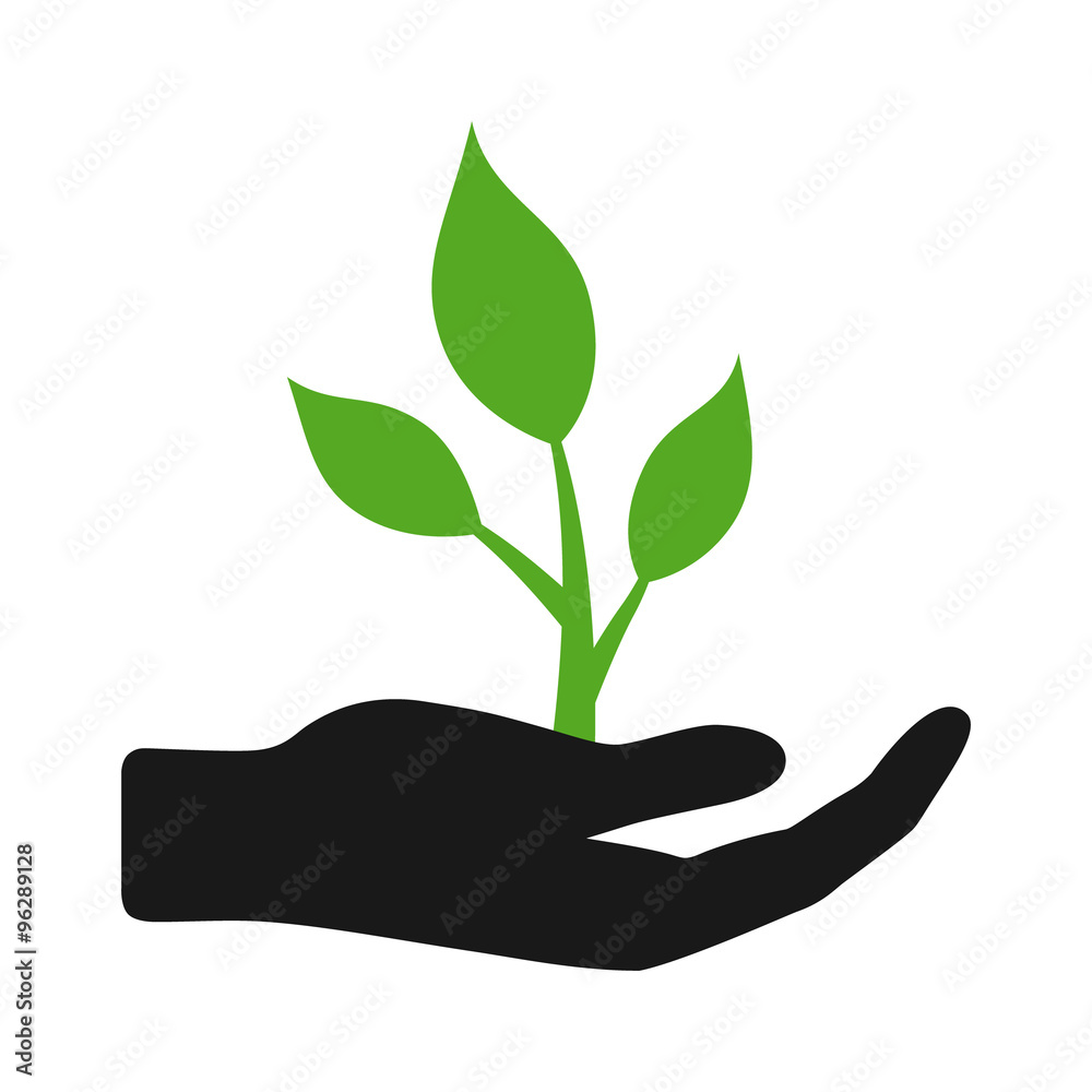 Hand holding plant flat icon for apps and websites Stock Vector | Adobe ...