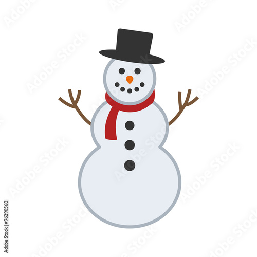 Fotografie, Obraz Happy winter snowman with hat and scarf vector illustration for apps and website