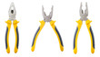  three yellow and  black pliers isolated 