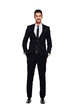 © All king of people - elegant man in black suit, on white