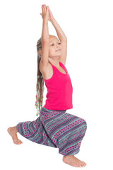 Wall Mural - Little girl doing exercises of yoga