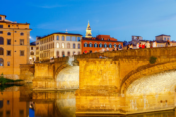 Wall Mural - Florence. Ancient houses on the waterfront.