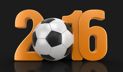 Poster - Soccer football with 2016. Image with clipping path