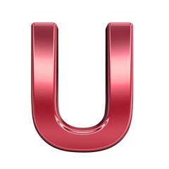 Poster - One letter from shiny red alphabet set, isolated on white. Computer generated 3D photo rendering.