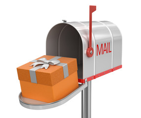 Poster - Open mailbox with gift (clipping path included)