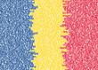 Typography flag of Romania whith text of national anthem