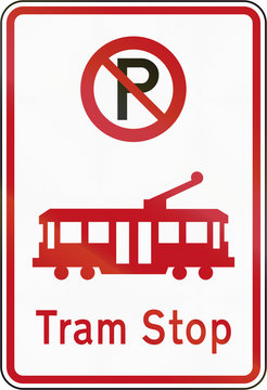 New Zealand road sign - Tram stop