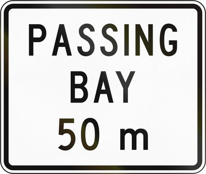 New Zealand road sign - Passing bay ahead in 50 metres