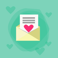 Poster - envelope red heart mail flat vector