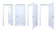 Collection of isolated white doors