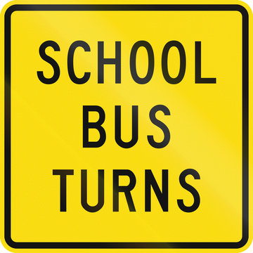 New Zealand road sign - School bus turns