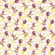 Seamless floral repeated backdrop with white orchid flower on yellow background. 