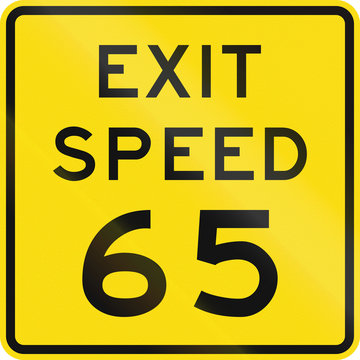 New Zealand road sign - Advised exit speed