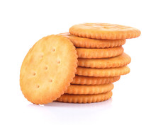 Stack Of Crackers On White Background