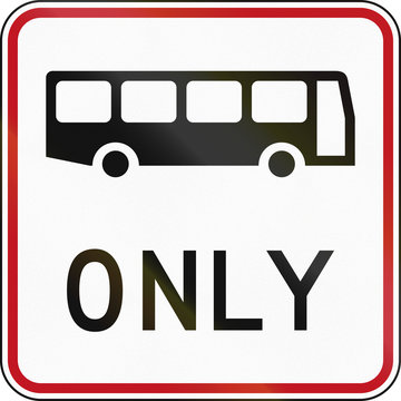 New Zealand road sign RG-35 - Bus lane, buses only (other vehicles prohibited)