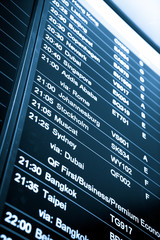 Wall Mural - Flight arrival and departure sign board in airport