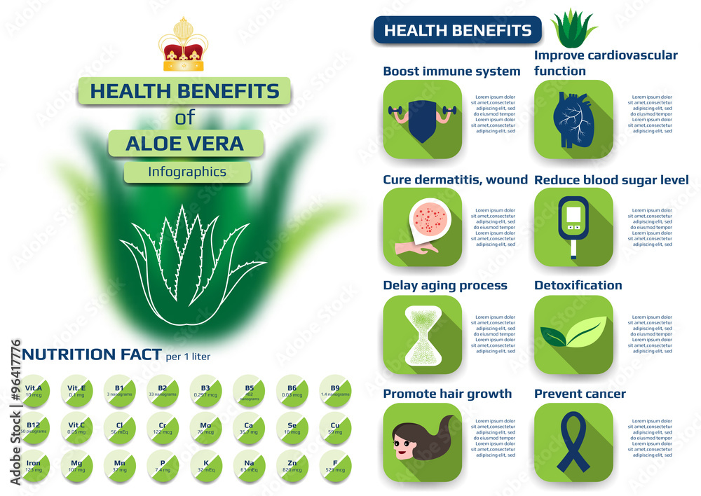 health benefits of aloe vera infographic Stock Vector | Adobe Stock