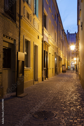 Naklejka na drzwi Narrow Street in Old Town of Wroclaw in Poland