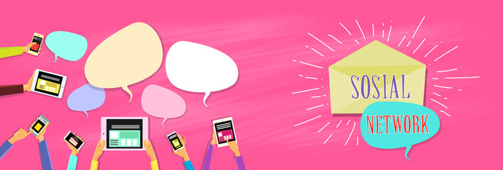 Poster - Social Media Network Communication Concept People Hands