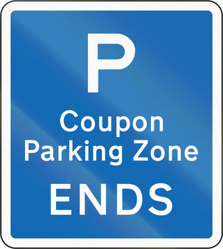 New Zealand road sign - Coupon parking zone ends