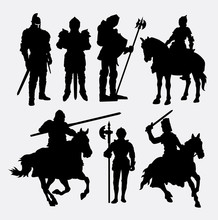 Knight Male Warrior Silhouette. Good Use For Symbol, Logo, Web Icon, Mascot, Game Elements, Or Any Design You Want. Easy To Use, Edit, Or Change Color.