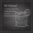 Old fashioned cocktail on black board