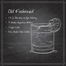 Old Fashioned Cocktail On Black Board