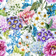 Wall Mural - Watercolor floral pattern