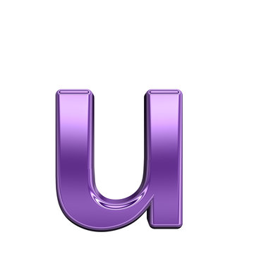 One lower case letter from shiny purple alphabet set, isolated on white. Computer generated 3D photo rendering.