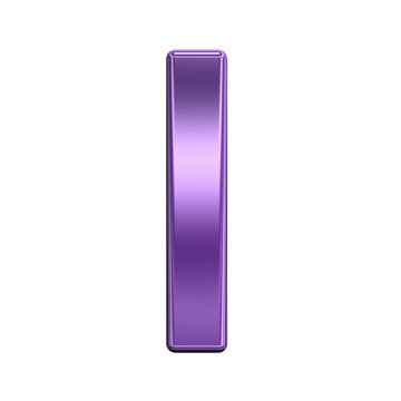 One letter from shiny purple alphabet set, isolated on white. Computer generated 3D photo rendering.