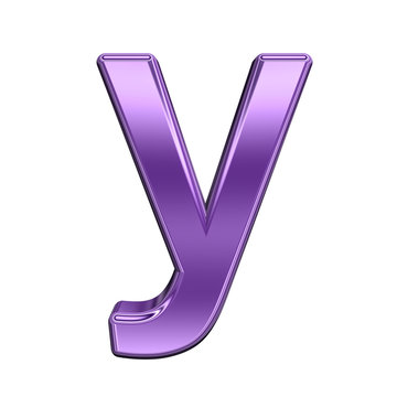 One lower case letter from shiny purple alphabet set, isolated on white. Computer generated 3D photo rendering.