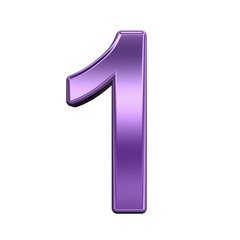 Poster - One digit from shiny purple alphabet set, isolated on white. Computer generated 3D photo rendering.