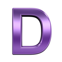 Poster - One letter from shiny purple alphabet set, isolated on white. Computer generated 3D photo rendering.