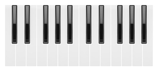Fototapete - fragment of a piano keyboard isolated on white background