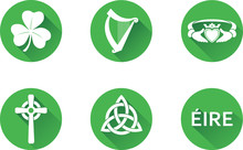 Ireland Flat Icon Set.
Set Of Vector Graphic Flat Icons Representing Symbols And Landmarks Of The Republic Of Ireland.