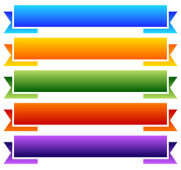 Set of colorful, blank banner, ribbon backgrounds.