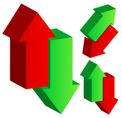 Poster - Green and red, up and down arrow. Vector.