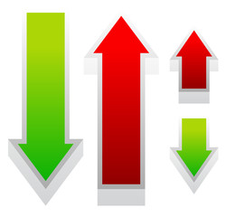 Poster - Green and red, up and down arrow. Vector.