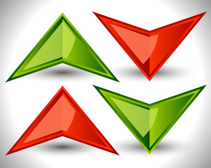 Poster - Green and red, up and down arrow. Vector.