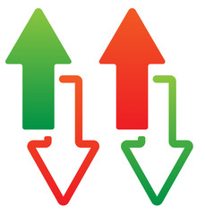 Poster - Green and red, up and down arrow. Vector.